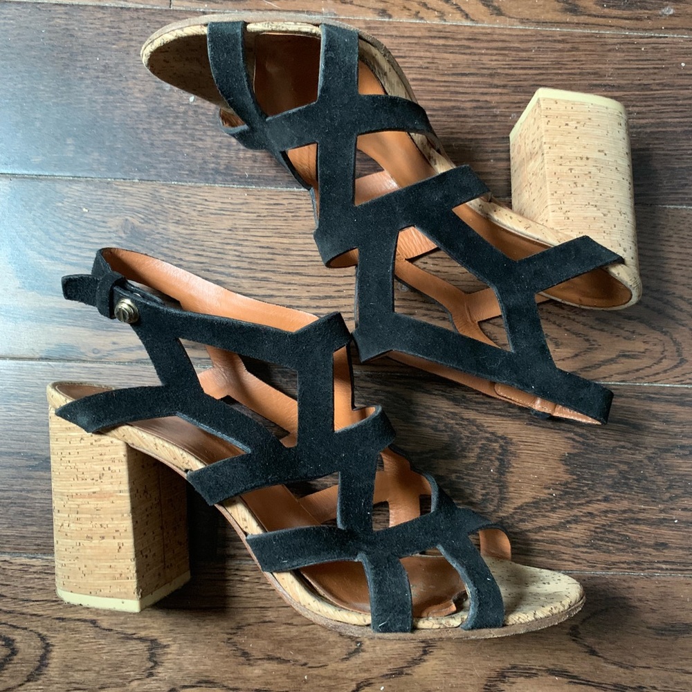 Givenchy Suede Cork Cage Sandals Heels